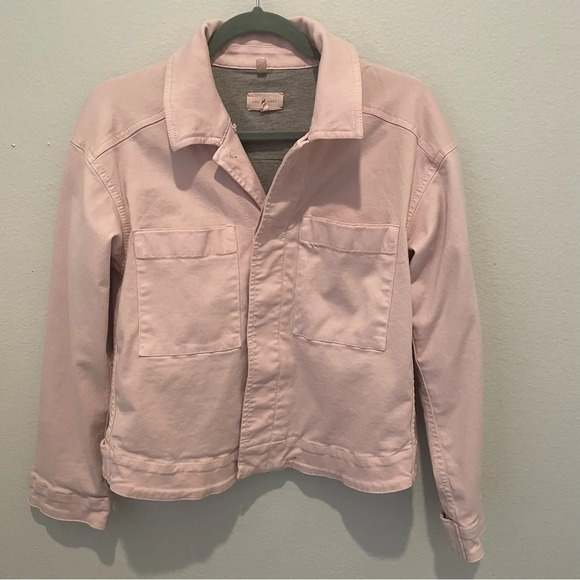 Lou & Grey light pink removable faux fur penny lane jacket small - Picture 8 of 11